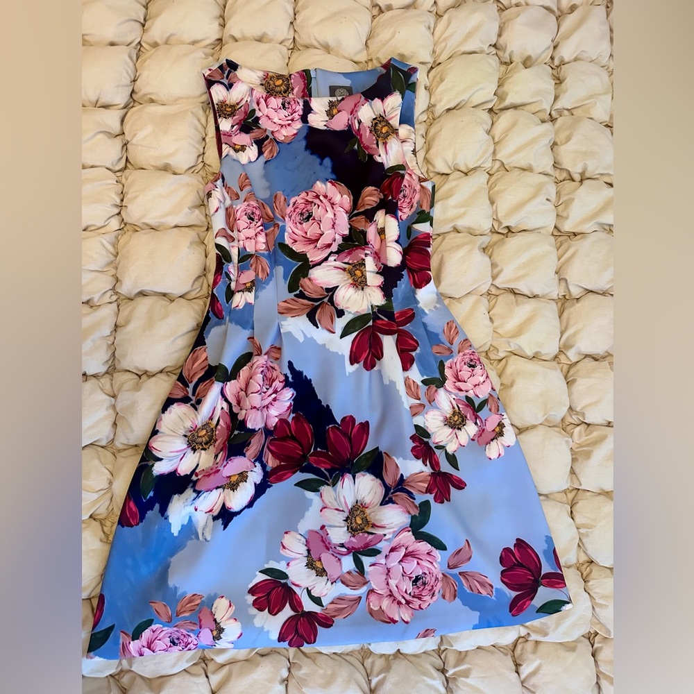 Vince Camuto Floral Print Scuba Fit & Flare Dress